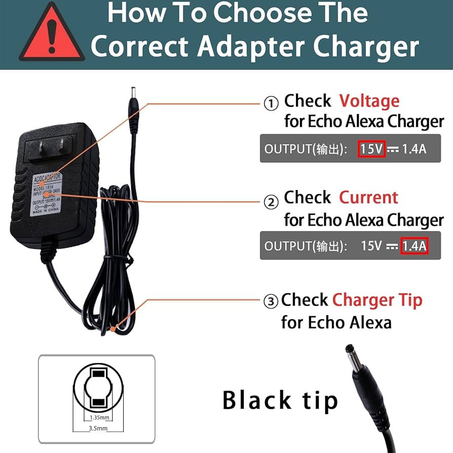 LAZTZQ 21W Power Adapter For Echo (1st & 2nd Generation), Echo Show (1st Gen), Fire TV (2nd Gen), Echo Plus (1st Gen), Echo Link, Echo Look, 5Ft AC