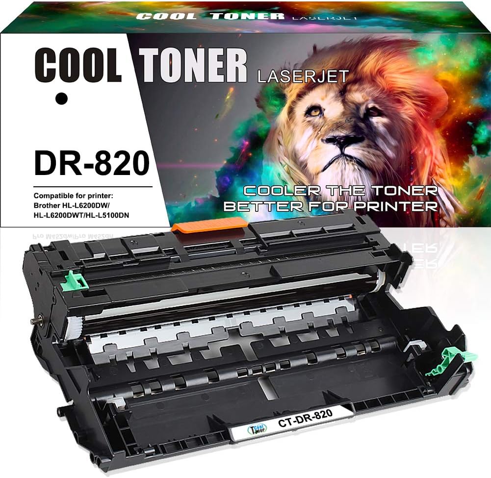 Cool Toner Compatible Drum Unit Replacement for Brother DR820 DR-820 Drum Unit for Brother HL-L6200DW MFC-L5900DW HLL6200DW HL-L6200DWT HL-L5100DN HL-L5200DW MFC L5850DW L6800DW Drum (Black, 1-Pack)