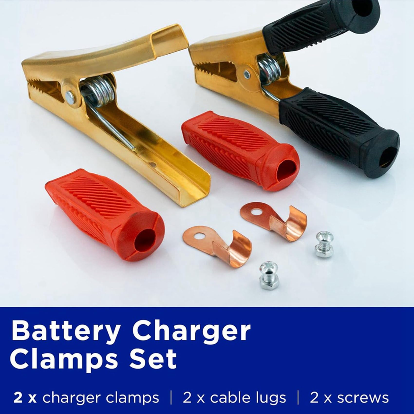 2 Paire de Serre-Câbles de Démarrage de Batterie, Pinces Crocodiles, Clips de de Câble en Laiton Pur 1000 A Adaptés au Bateau de Camion de Voiture