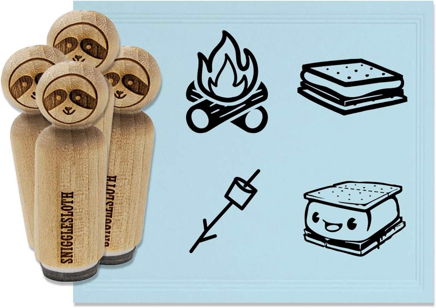 Campfire S'Mores Marshmallow Camping Treats Rubber Stamp Set for Stamping Crafting Planners - 1-1/4 Inch Large