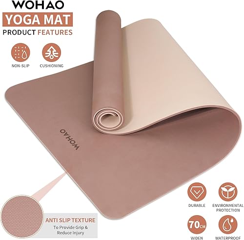 Miniatura 2 de Extra Thick 8mm Yoga Mat, 72"x28" Non Slip Exercise Mat, Reversible 2-Sided Dual Color Premium POE Material, with Carrying Strap for Yoga, Pilates,