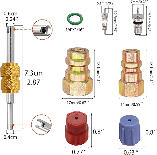Miniatura 8 de Taiss Kit de accesorios de núcleo de válvula de aire acondicionado R12 R134a Núcleos de vástago de válvula de neumático de refrigeración con núcleo