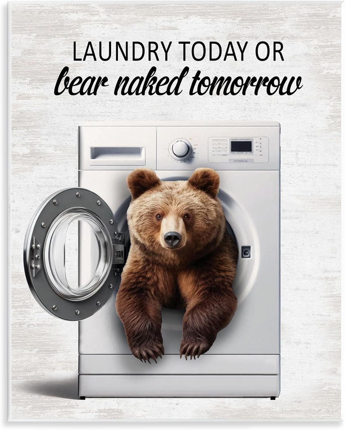 Stupell Industries Bear Naked Funny Laundry Wall Plaque Art, design by Lettered and Lined, 11 x 14