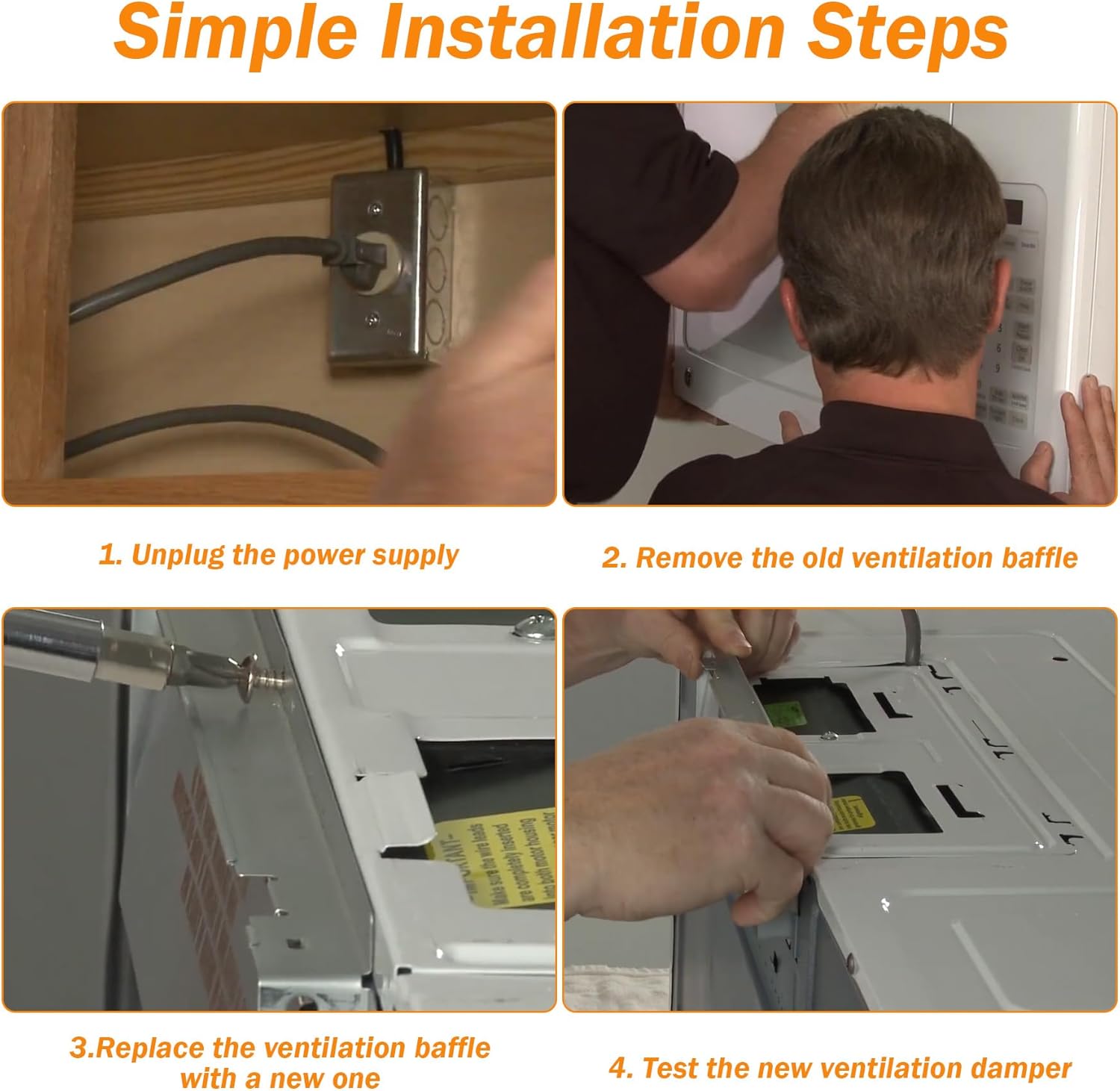 CG WB06X10436 Microwaves Vent Damper Fits for GE Microwave Exhaust Vent Kit Replaces Microwave Vent Kit Vent Damper 942574, AH651224, EA651224, PS651224, WB06X0388 （Comes with 2 Screws)