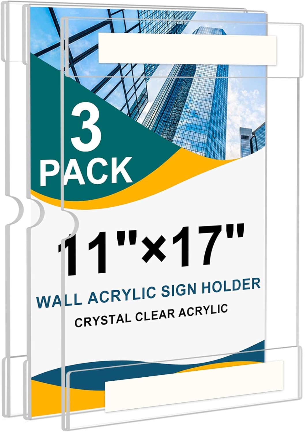 Acrylic Sign Holder 11 x 17 inches Wall Mount,3 Pack