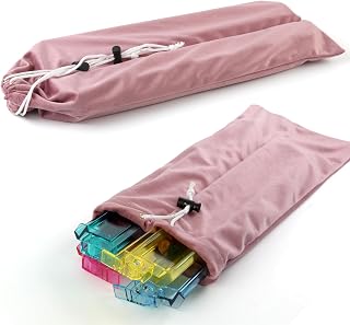 Mahjong Rack Bag, Soft Velvet Dual-Slot Storage Bag for 4 Mahjong Racks with Pushers, Drawstring Carrying Case, Giftable Mahjong Accessory for Women and Mahjong Lovers