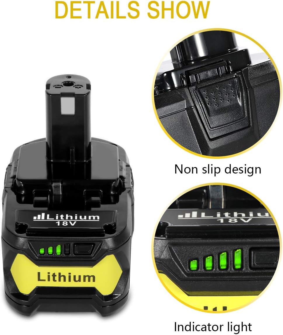 5500mAh 18V Replacement Battery for Ryobi 18V ONE+ Plus Lithium Battery P108 P102 P107 P105 P104 P507 P190 P164 P194-2 P103 P122 P109 Cordless Drill Power Tools Batteries 2 Pack