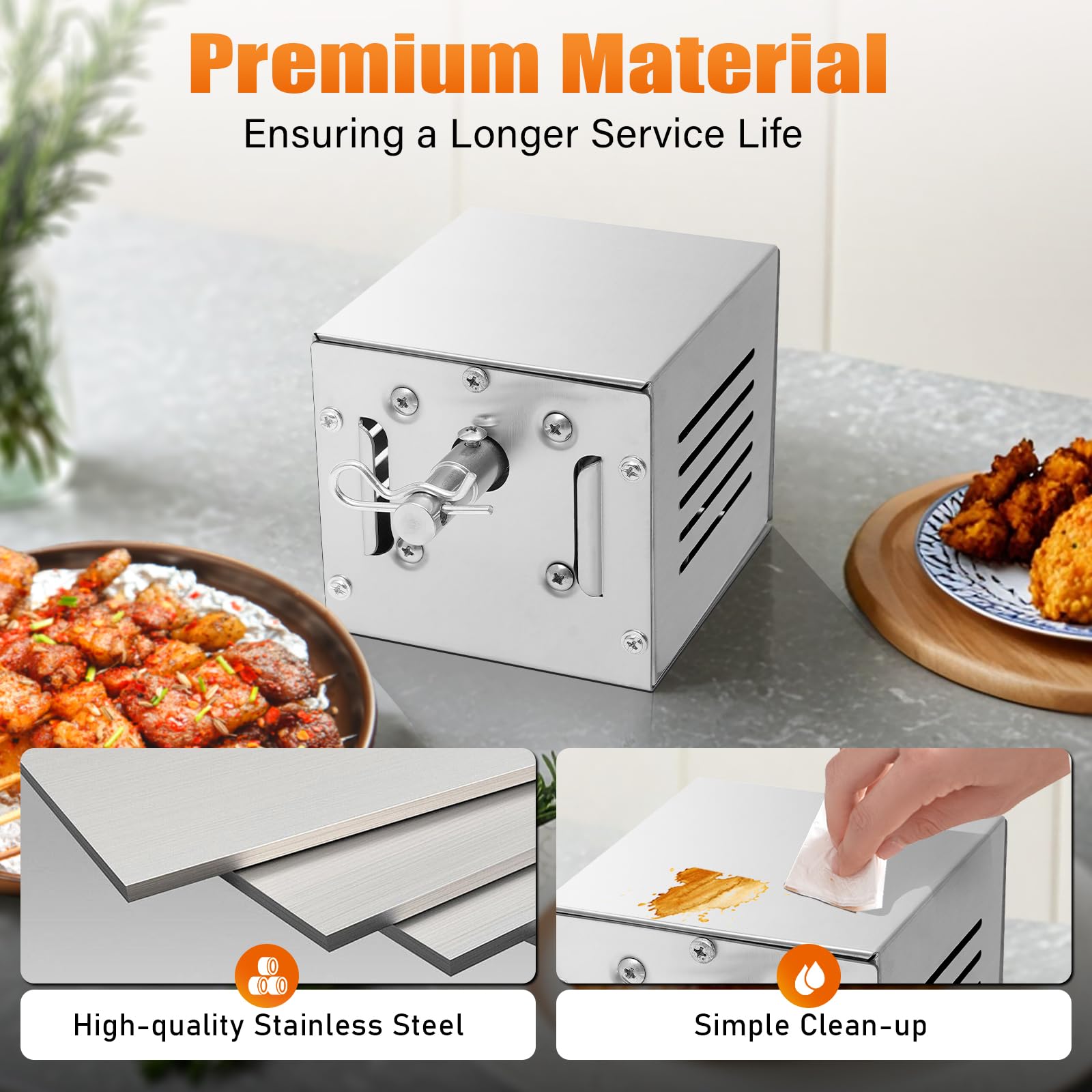 Moteur de barbecue pour broche, 25 W en acier inoxydable, 100 kg, rotation bidirectionnelle, moteur pour cochon de lait 2,5 tr/min, moteur d'engrenage pour poisson, viande de poulet, etc