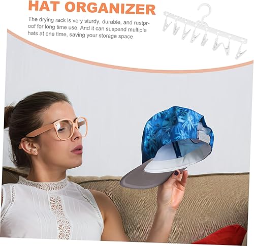Miniatura 2 de OHPHCALL Percha para sombreros Percha de una línea de secado para bufandas Percha de invierno Gorro de invierno Clips de almacenamiento para gorras