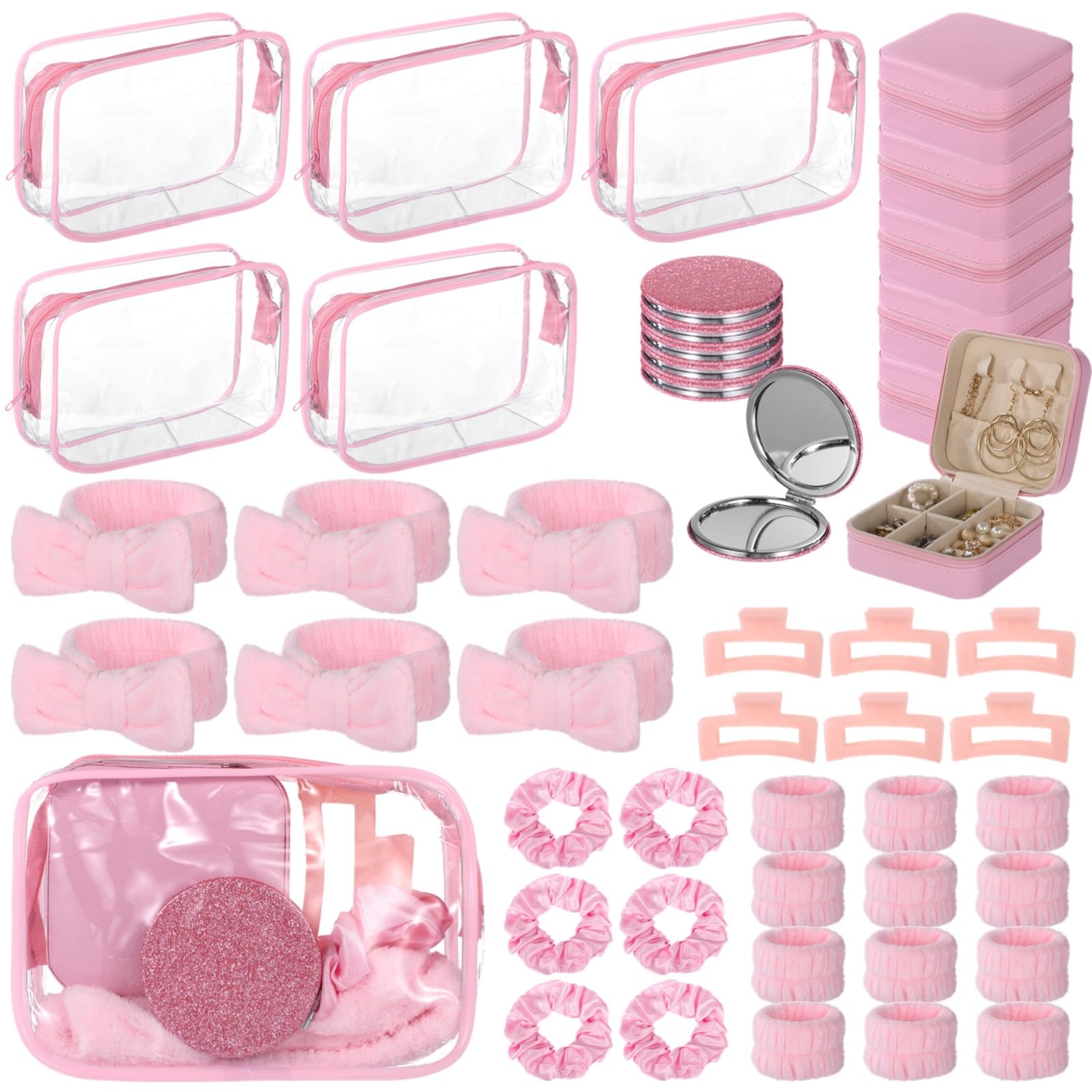 Lot 48 accessoires fête rose soirée pyjama fille avec trousse cosmétiques