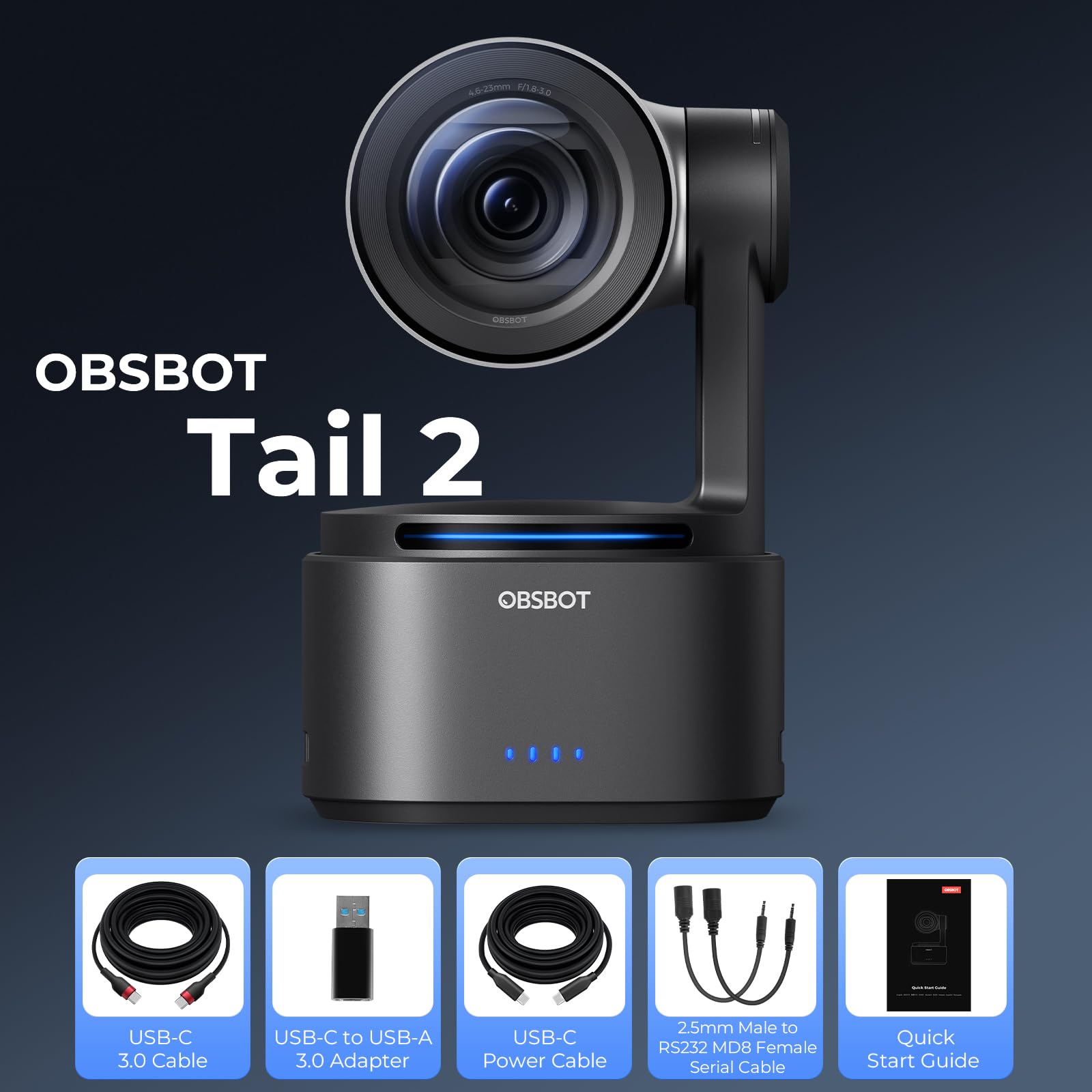 Amazon.co.jp: OBSBOT Tail 2 4K PTZR NDIカメラ 60fps、5倍光学ズーム