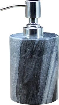 KLEO Soap Dispenser Lotion Dispenser - Made of Natural Stone - Luxury Bathroom Accessories Bath Set Grey