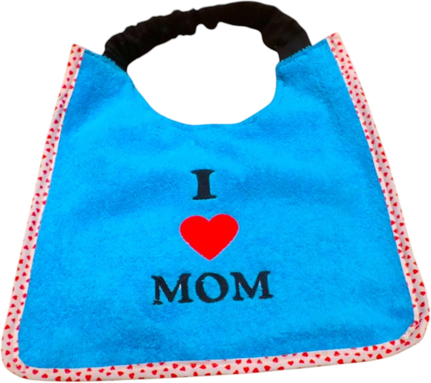 I Love Mom Dog Drooling Slobber bib Bandana - Choose Colours & Sizes - Premium Towelling Material - Handmade & Washable Embroidery Design