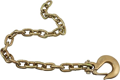 Mytee Products Cadenas de seguridad para remolque de 3/8 x 36 pulgadas con ganchos de agarre de horquilla y clip de seguridad | Cadena de remolque
