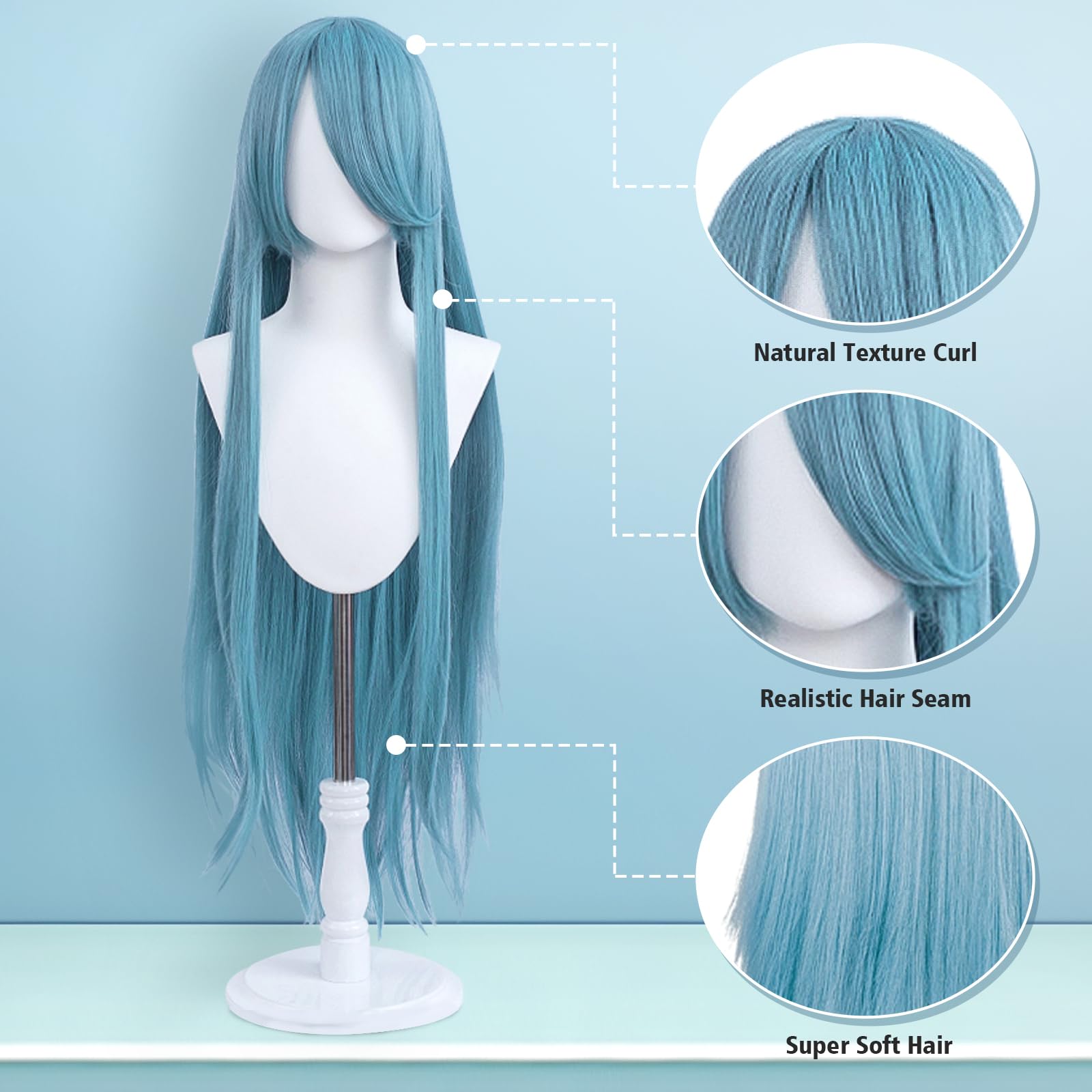 100cm / 40 Inch Long Wig, Universal Anime Costume Cosplay Wig, Perfect for Party Daily-Use, Festivals, and Halloween - Image 2