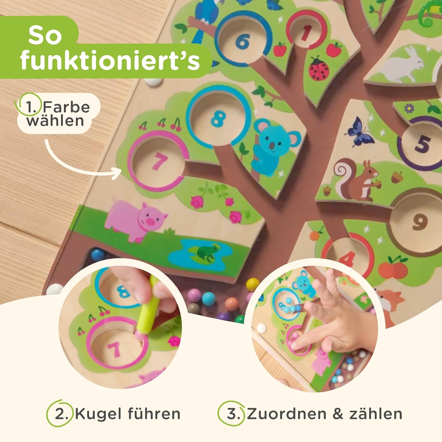 Nene Toys Montessori Magnetspiel Labyrinth – Lernspiel für Farben & Zahlen