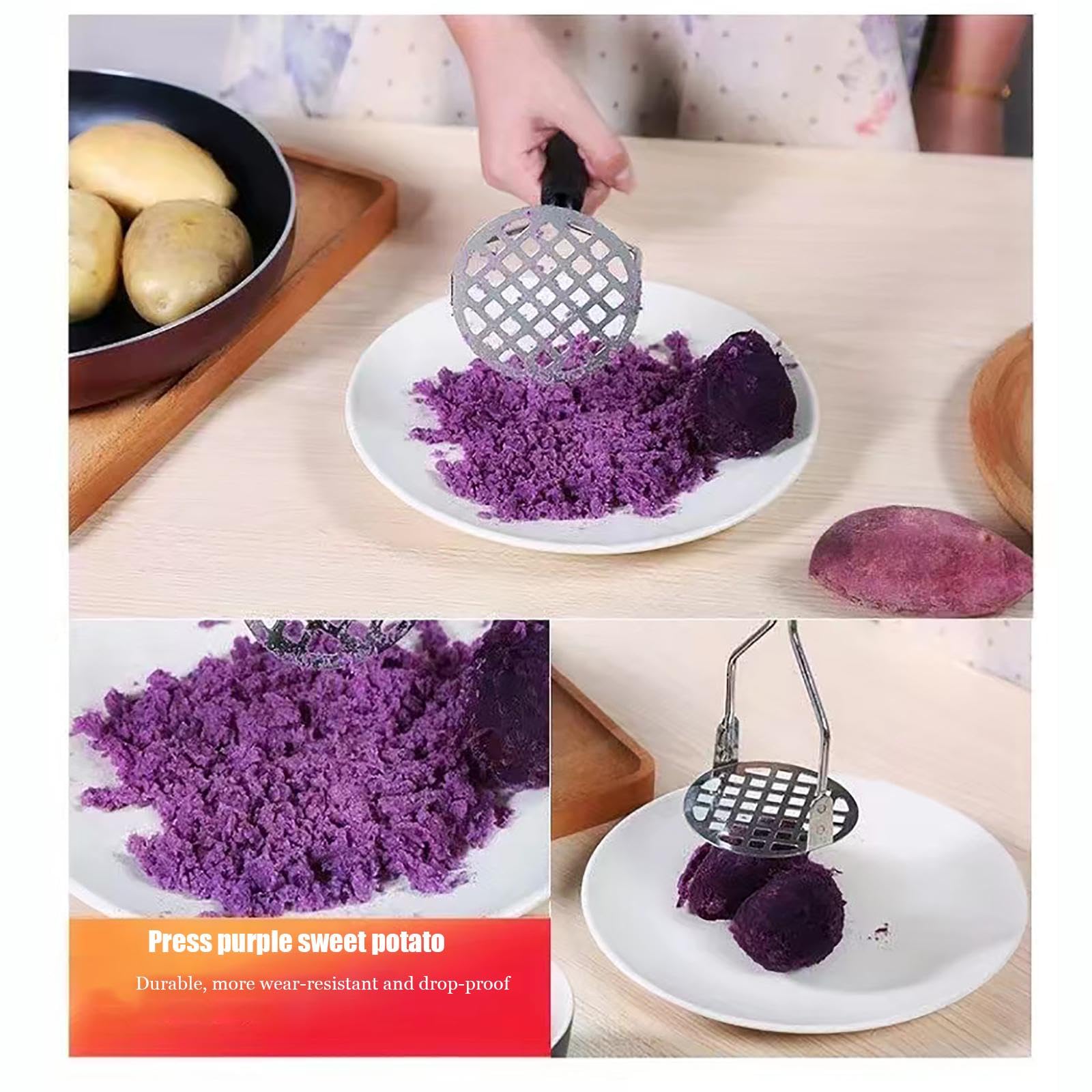 Manuelle Kartoffelpresse, Kartoffelstampfer aus Edelstahl, Kartoffelstampfer, Küchenwerkzeug, Reispresse für Kartoffelpüree, Kartoffelpüreestampfer