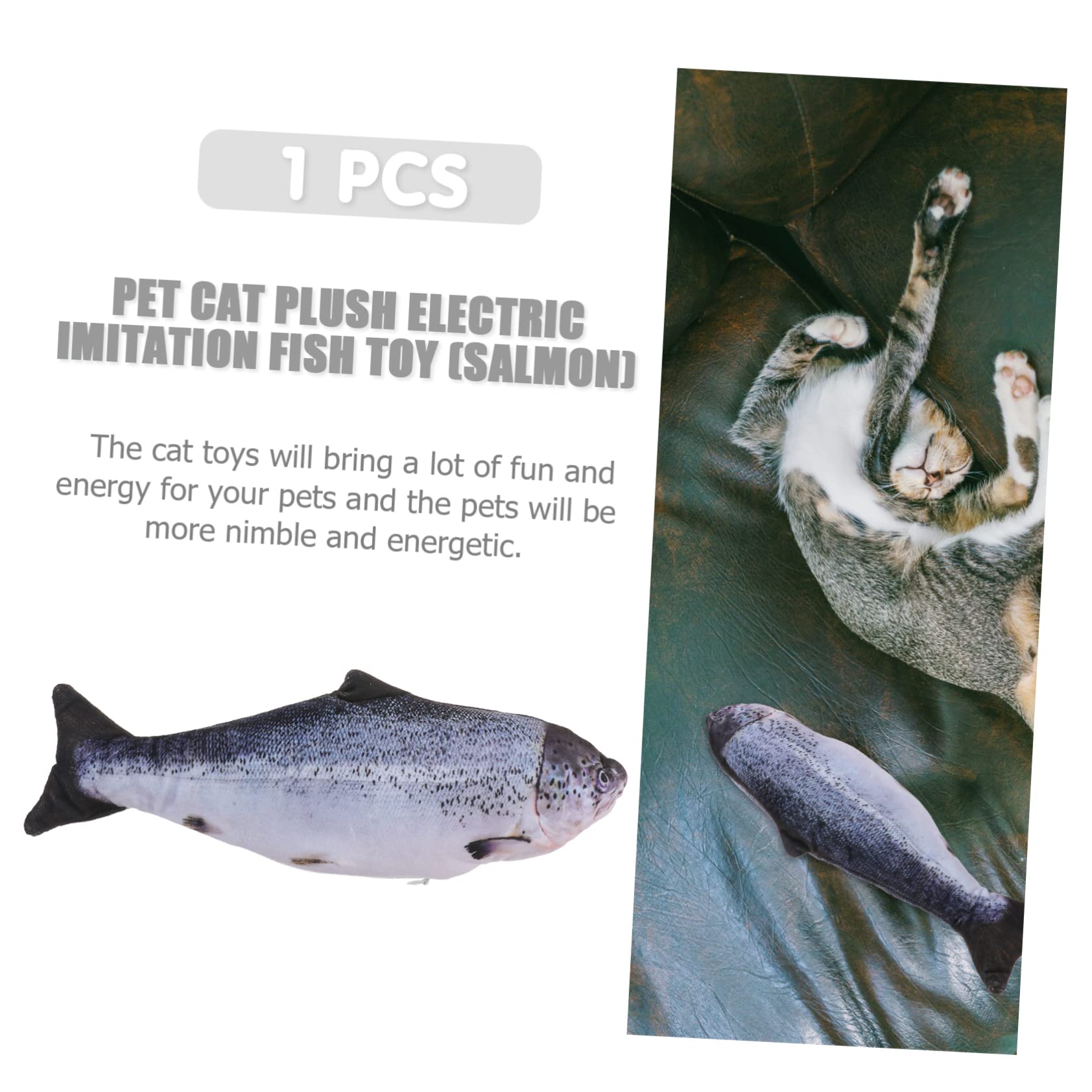 VANZACK Electric Jumping Toy Moving Fish Toy for Cats Pet Teaser Rechargeable for Kitten