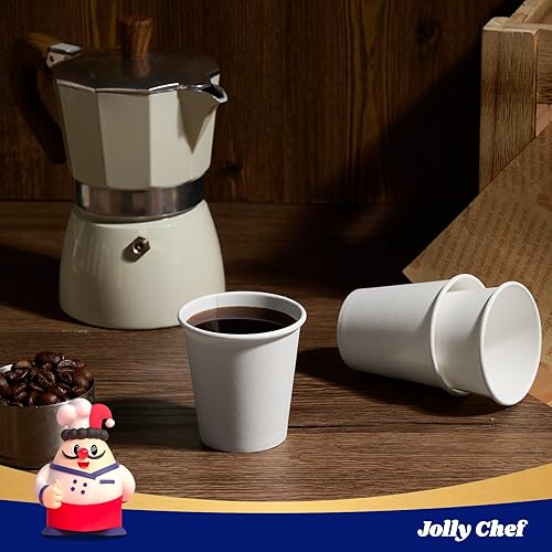 Miniatura 9 de JOLLY CHEF Paquete de 300 vasos pequeños de papel de 4 onzas, mini tazas blancas para enjuague bucal tazas de baño, tazas de café desechables de