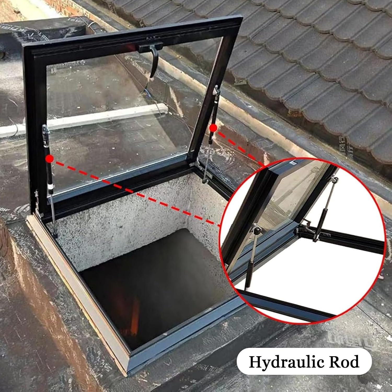 JKGHK Skylight House Roof Window, Aluminum Flat Roof Lighting Well Windows, Rooftop Hatch Lid Basement Window Well with Handles, Household Attic Viewing Windows(LxW 60x60cm/23.6x23.6in)