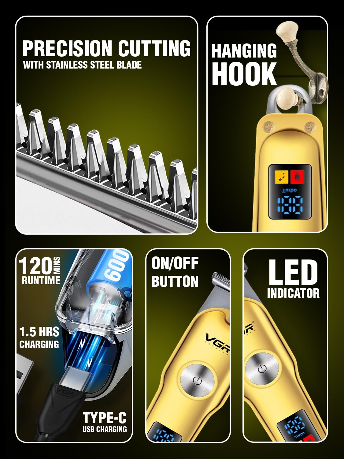VGR V-290 Trimmer showing precision cutting blades and hanging hook