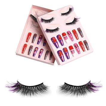 False Eyelashes 20mm 2 Pairs Lashes Pack Wispy Natural Long Faux Mink Strip 3D Lashes | UV Finish 24 Nail - 12 Sizes Kit | Reusable-false eyelashes, false nails,18
