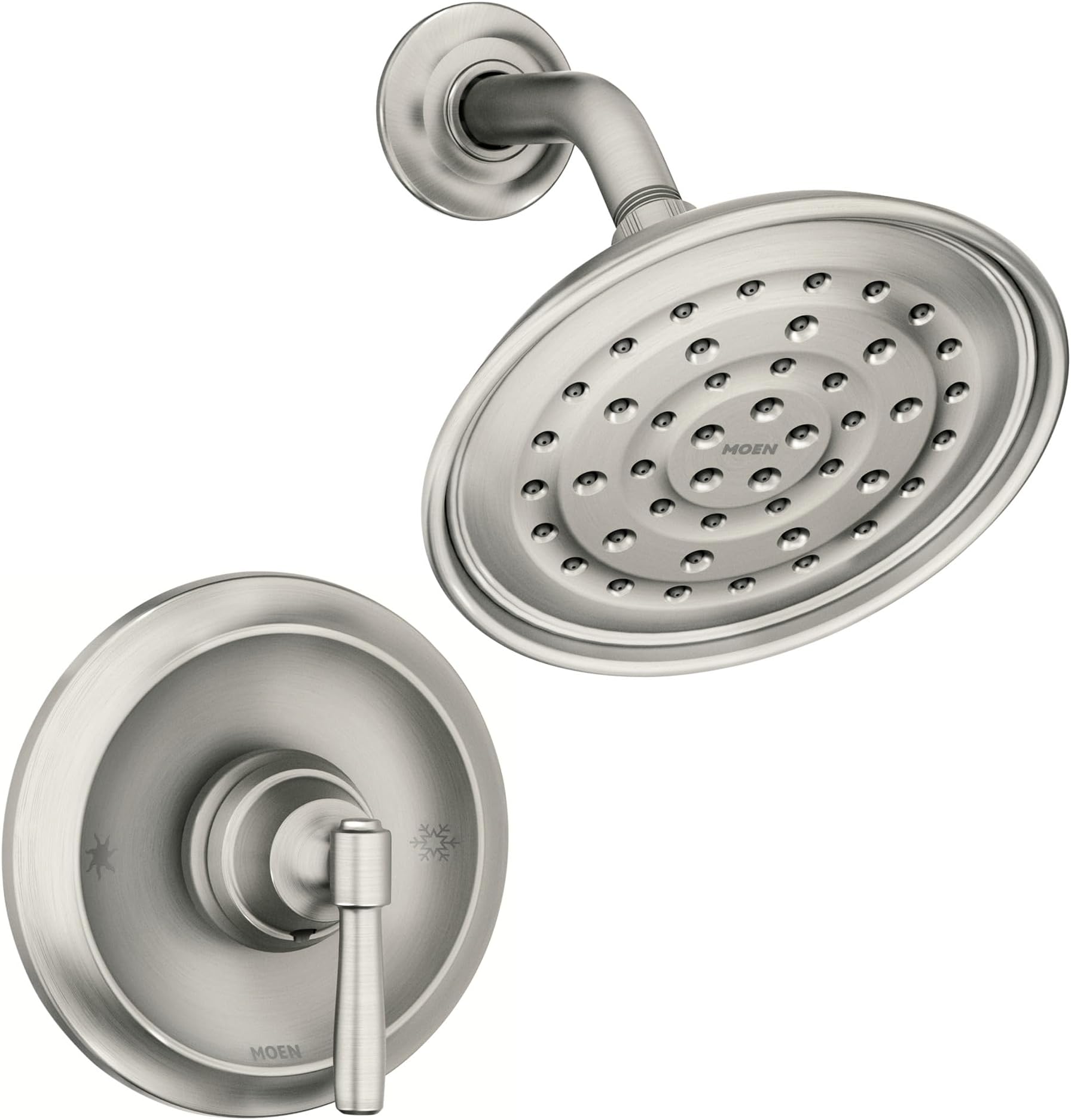 Halle Spot Resist Brushed Nickel Shower Faucet Trim Set Featuring Wide Showerhead and Shower Lever Handle with Posi-Temp Valve Included, 82971SRN