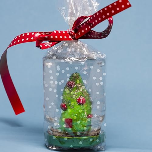 Miniatura 5 de Motroce Rollo de celofán transparente, 100 pies x 34 pulgadas, envoltura de papel de floristería de puntos blancos, rollo de celofán transparente de