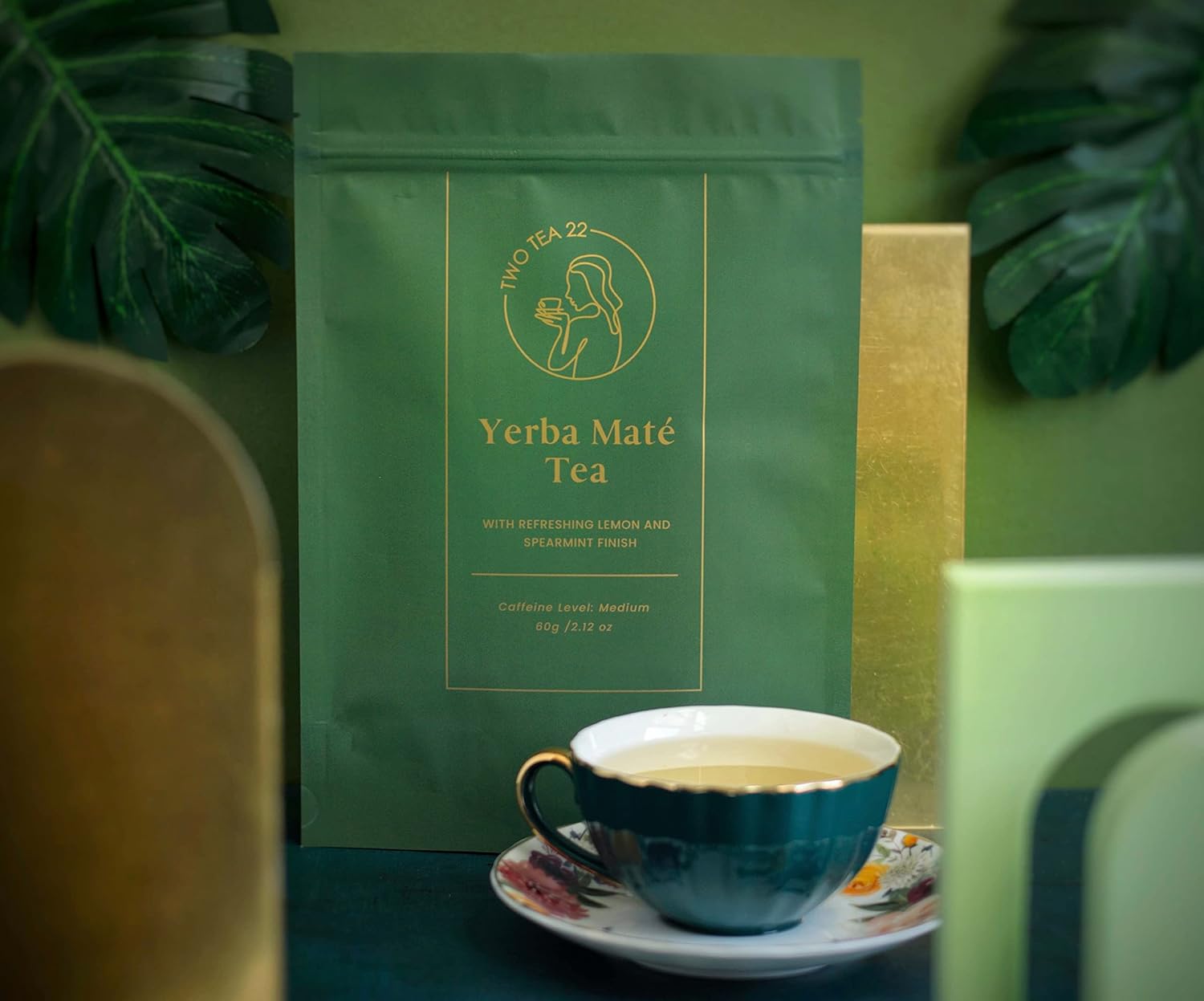 Herbal Energy Boost Yerba Mate Tea with Refreshing Lemon and Spearmint Finish Medium Level Caffeine 30 Tea Bags Two Tea 22