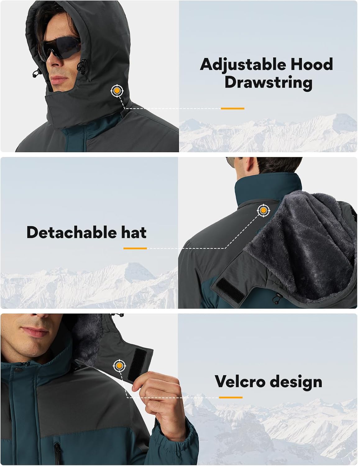 TBMPOY Men's Winter Snow Skiing Jackets Waterproof Fleece Lined Coats