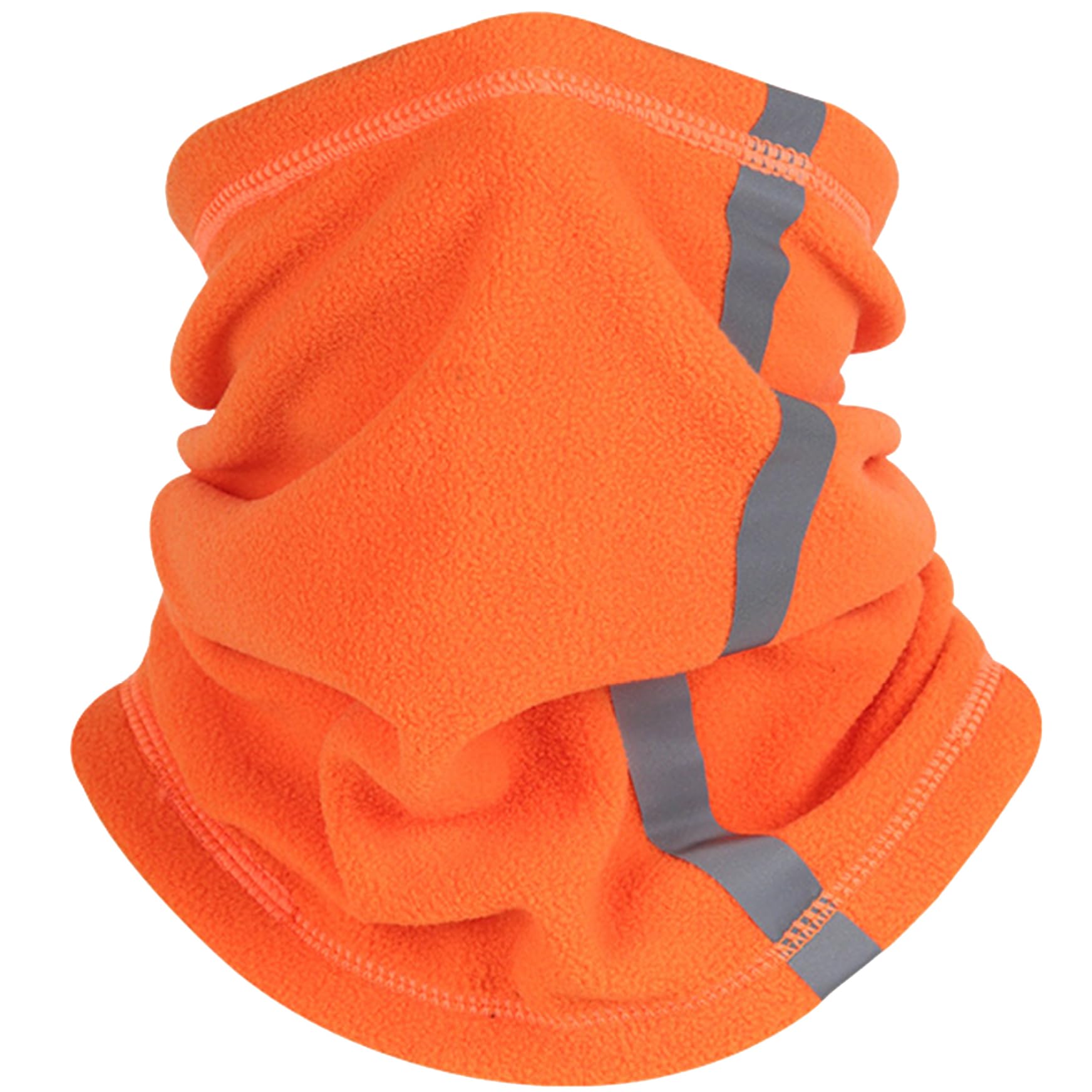 Wedhapy Neck Cover Face Scarf Polar Fleece Ski Mask Drawstring Neck Cover with Reflective Strap Soft Thermal Face Cover for Cold Weather, Orange