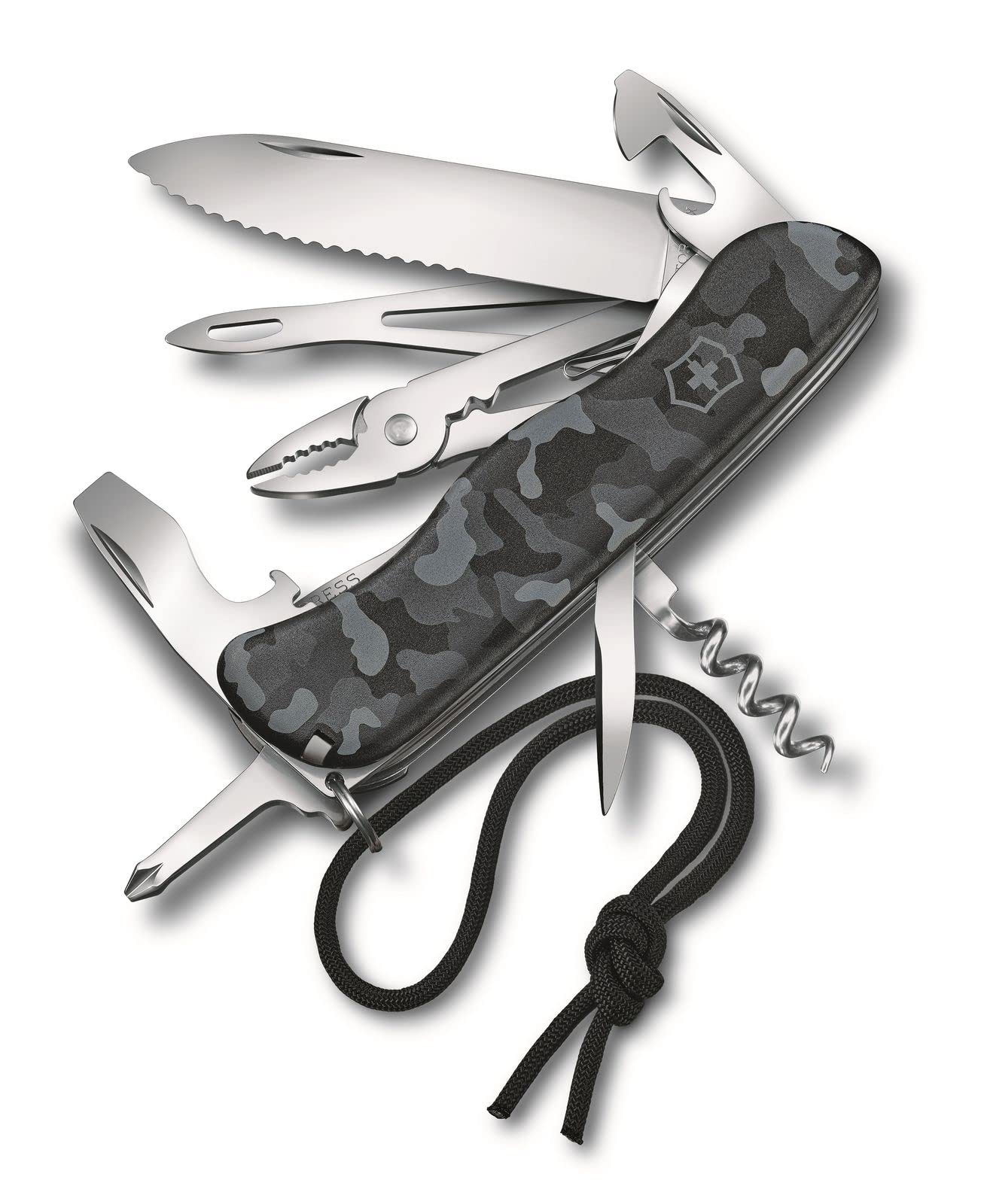 Victorinox, Skipper W, Coltello Svizzero, Originale, Multiuso, Campeggio, 18 Funzioni, Lama, grande with wavy edge, Apriscatole, Bloccabile