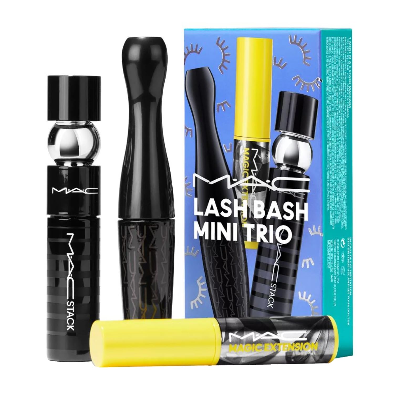 M A C Cosmetics Lash Bash Mini Mascara Trio - MACStack Magic Extension Extreme Dimension 3D Black -