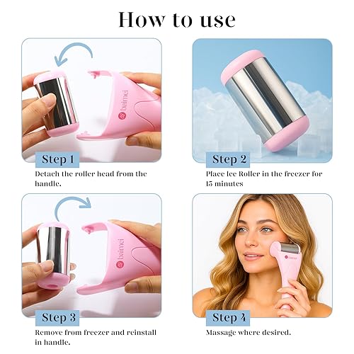 Miniatura 15 de BAIMEI IcyMe - Rodillo de hielo para cara y juego de herramientas faciales Gua Sha, rodillo facial de hielo que reduce la hinchazón, alivia las Rosa