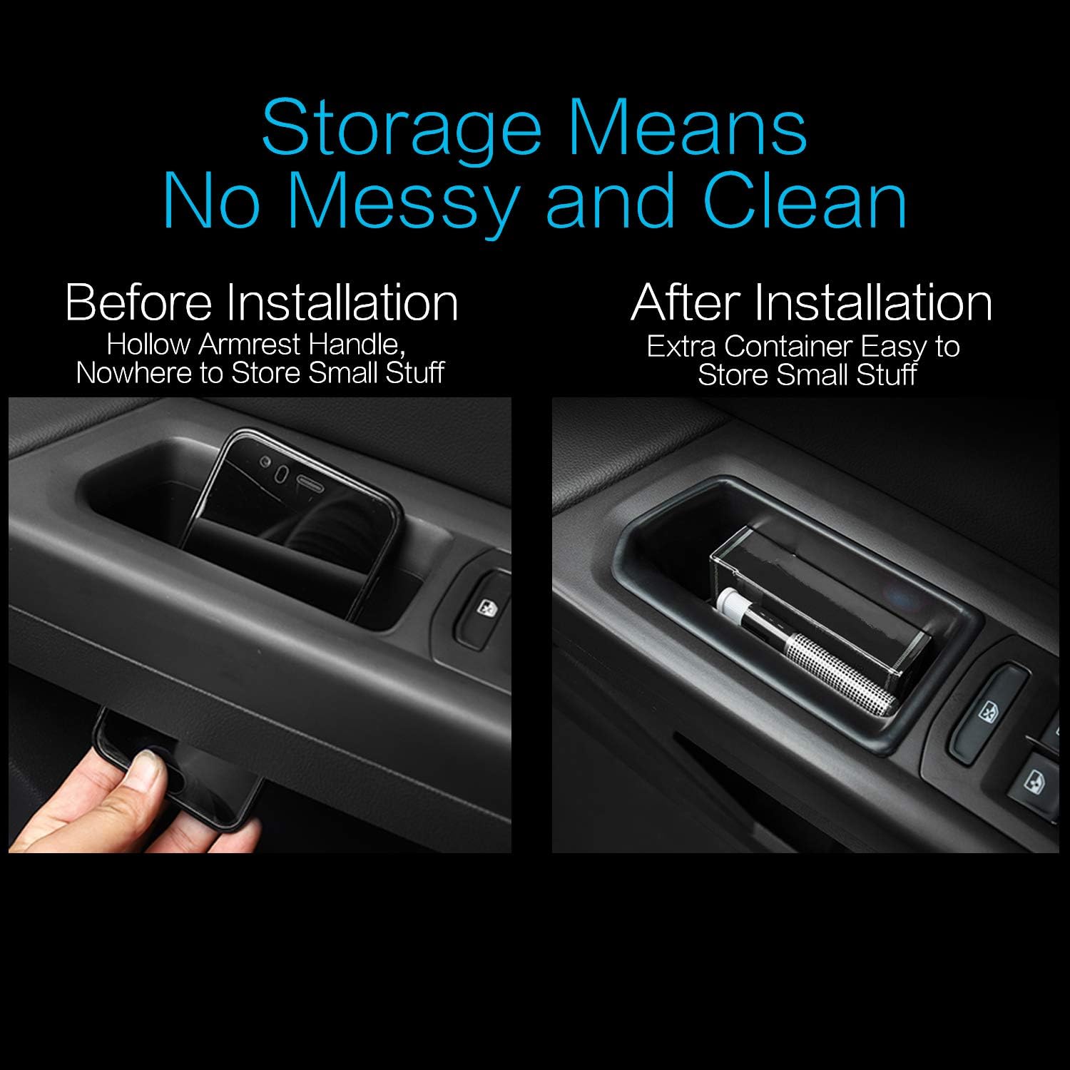 MECHCOS 4pcs Armrest Container Door Storage Organizer Box Tray Handle Compatible with for VW Volkswagen Atlas 2020 2019 2018, 2* Front & 2* Rear