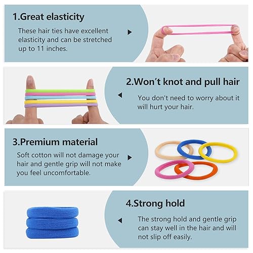 Miniatura 3 de 100 ligas para el cabello, ligas para el cabello sin daños, soportes para cola de caballo, elásticos para el cabello, accesorios para el cabello