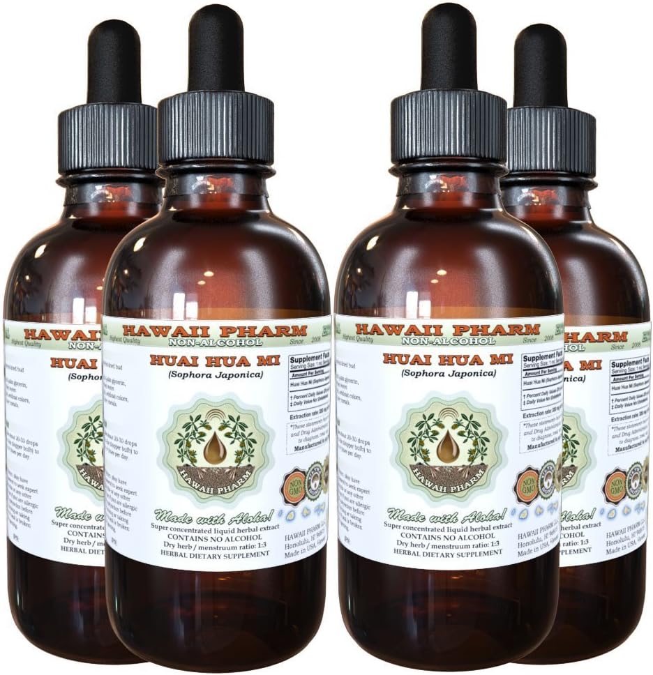Hu Zhang Alcohol-Free Liquid Extract, Hu Zhang (Polygonum Cuspidatum) Dried Root Glycerite Hawaii Pharm Natural Herbal Supplement 4x4 oz