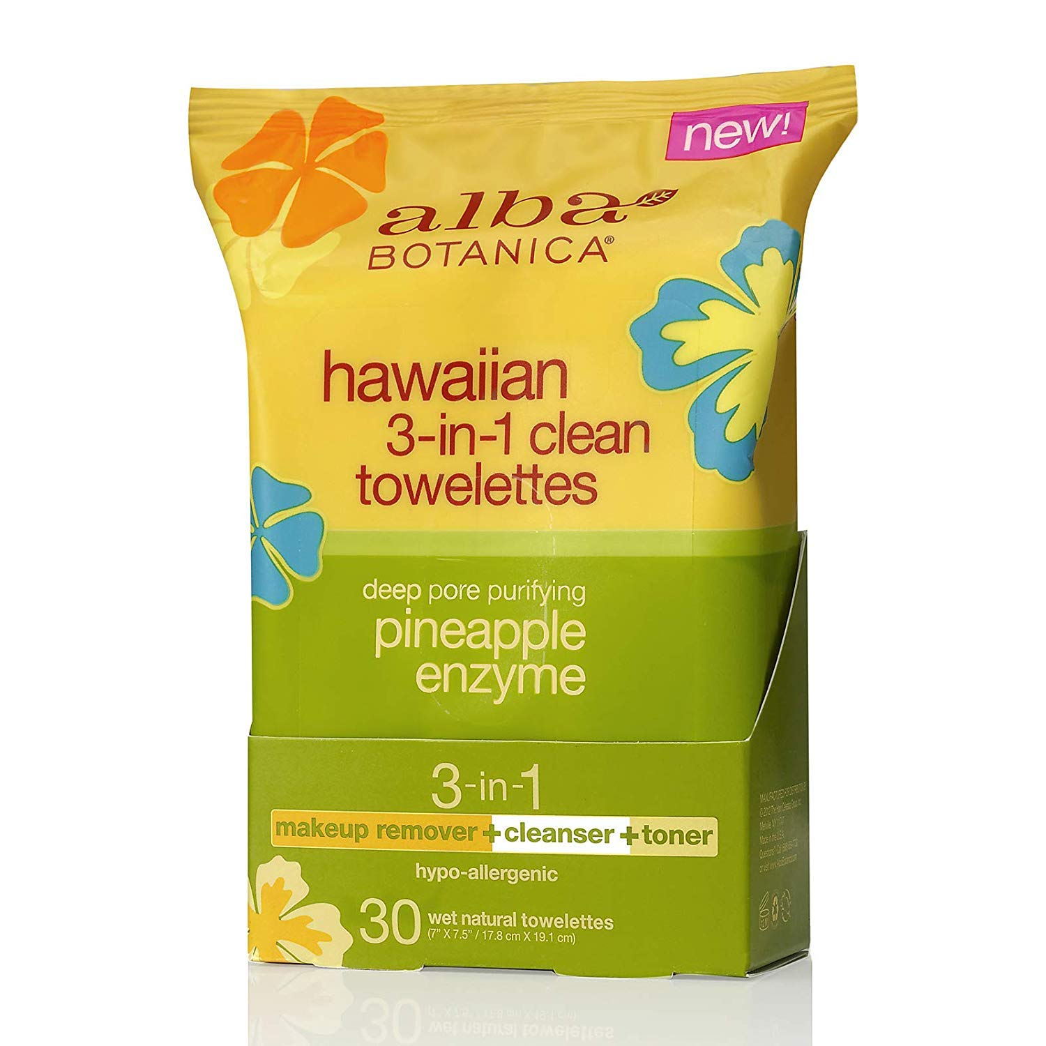 Alba BotanicaPineapple Enzyme Hawaiian 3-in-1 Clean Towelettes 25-Pack