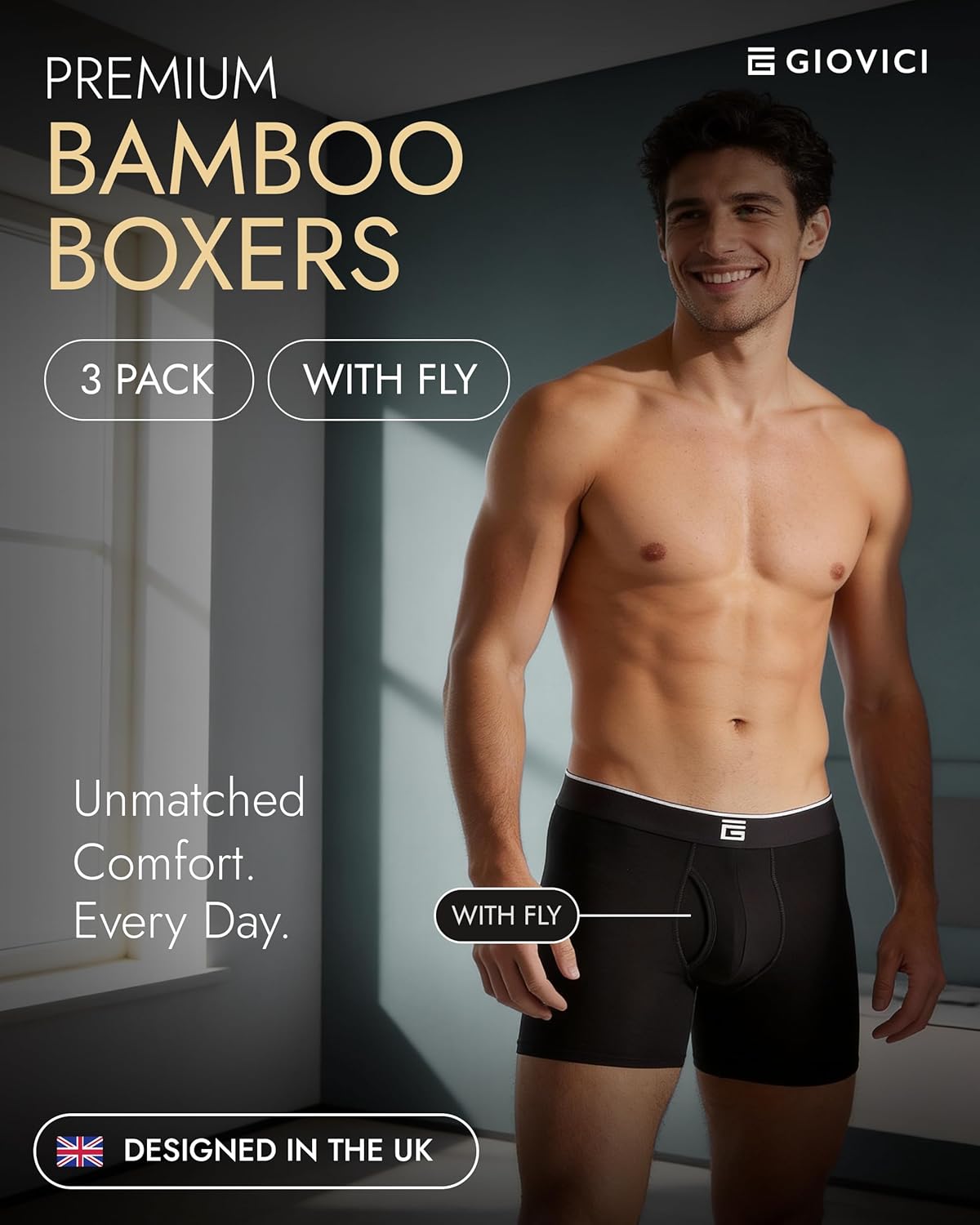 Men’s Viscose from Bamboo Boxer Briefs, Anti-Chafing Super Soft Mens Underwear, Moisture-Wicking Cool Boxers For Men - Image 2