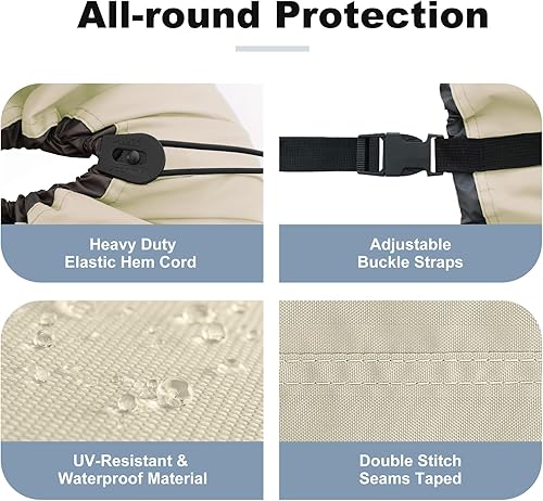 Miniatura 4 de Explore Land Funda para barco de pedal, impermeable, resistente, para exteriores, 3 o 5 personas, protector de barco de remo, color bronceado