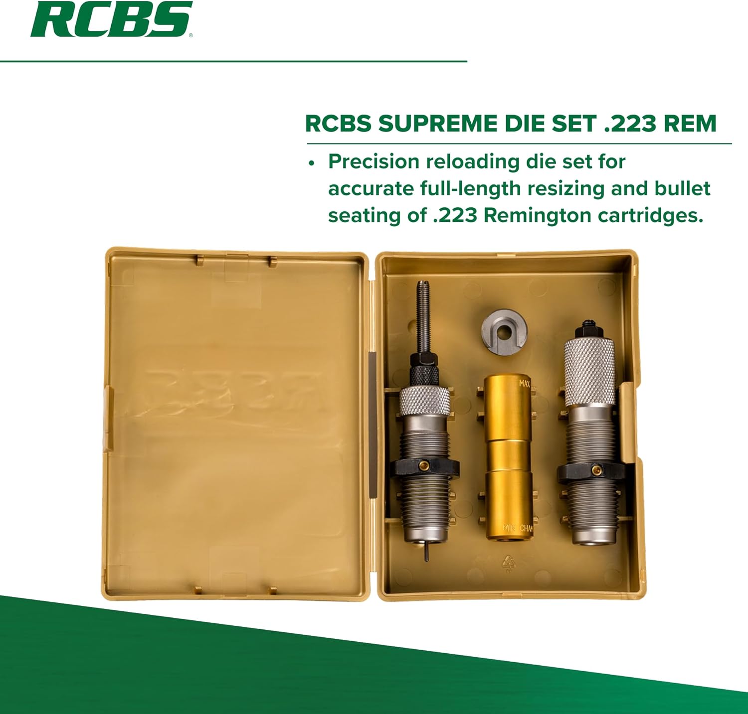 RCBS Supreme Die Set .223 Rem, Precision Reloading Die Set for .223 Remington Rifles