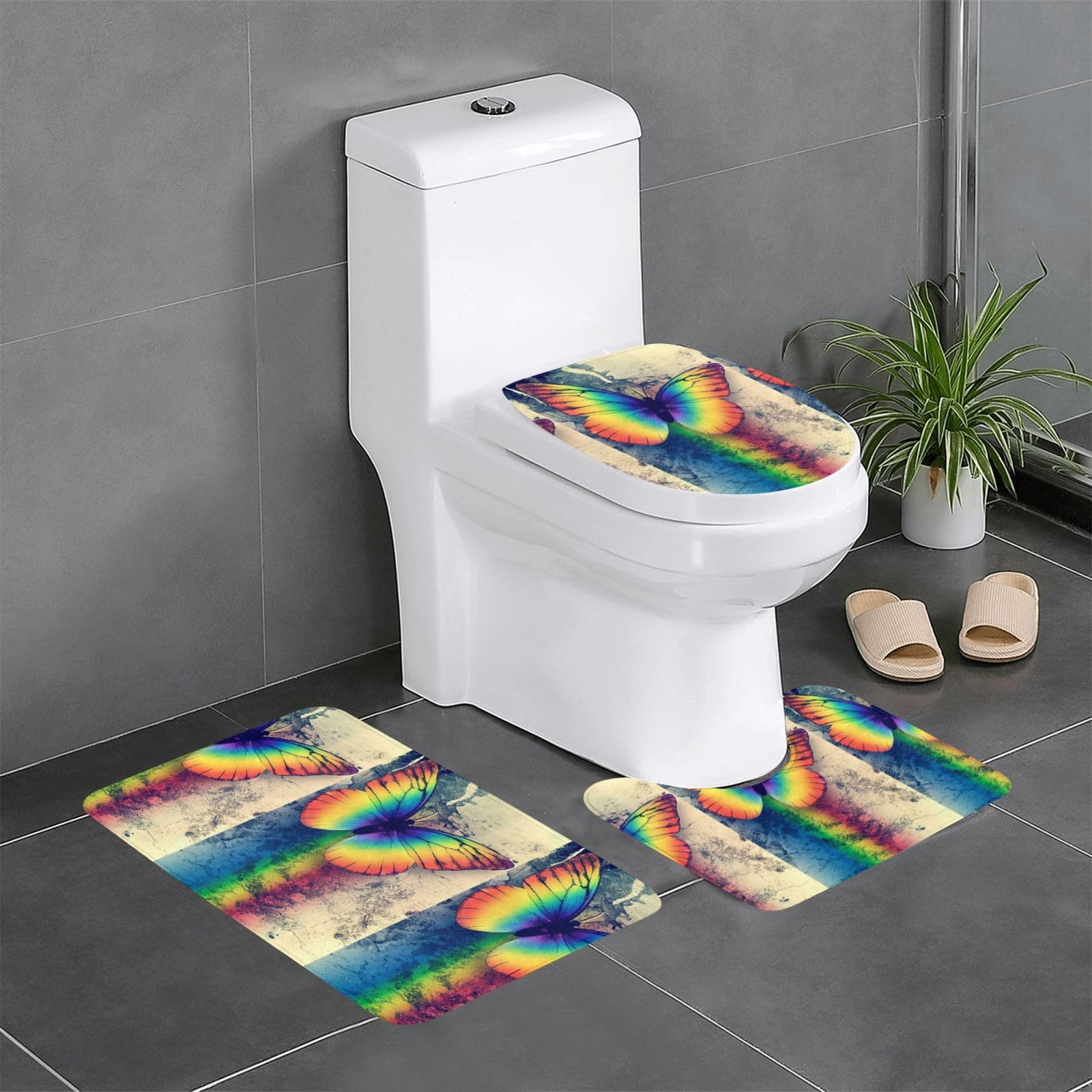 Tapis de sol résistants à l'humidité Rainbow Butterfly en flanelle 61 x 40,6 cm