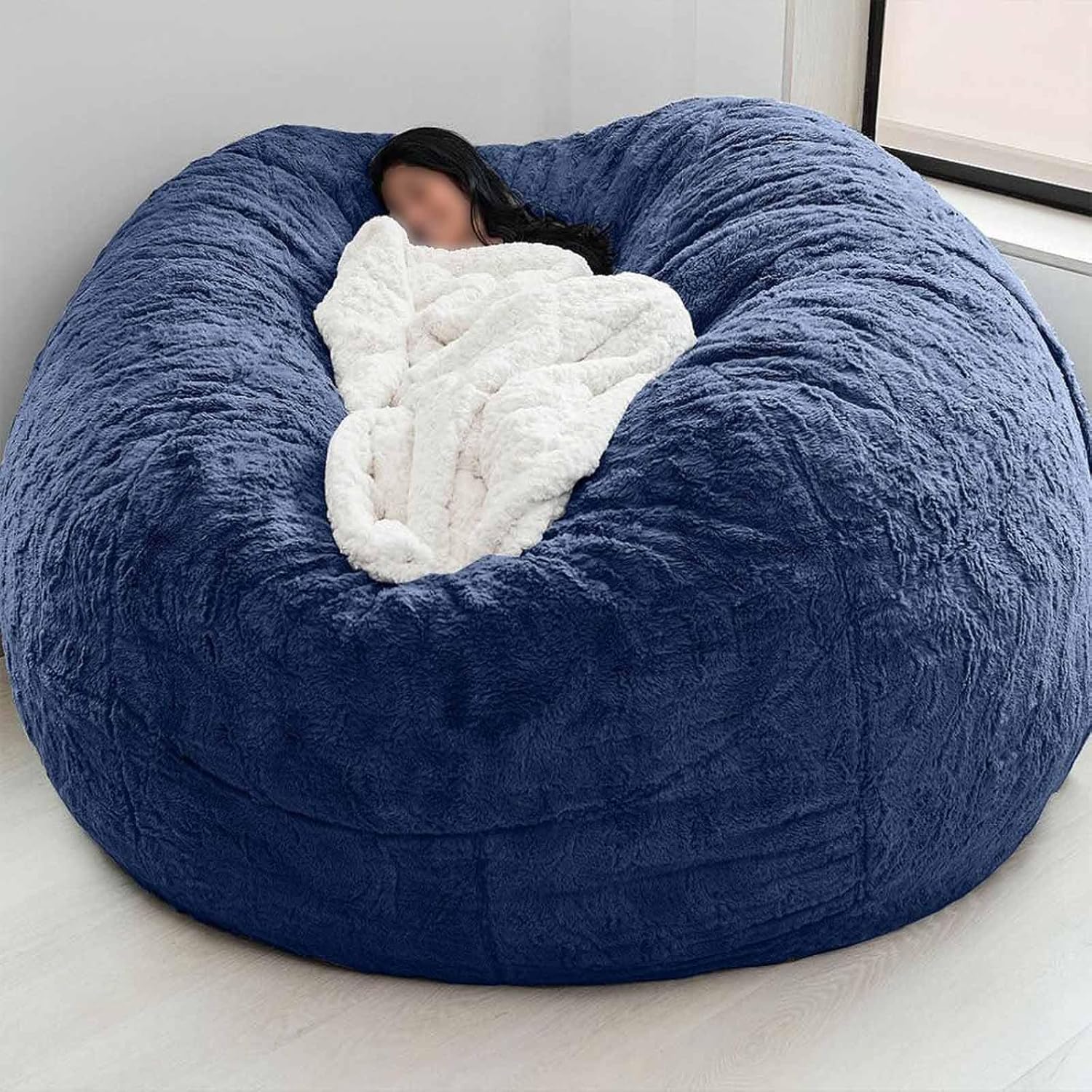 Bean Bag Chair Cover (No Filler) Comfy Giant Bean Bag Cover for Adult & Teen, Washable Large Beanbag Chair Cover (Dark Grey,53in)