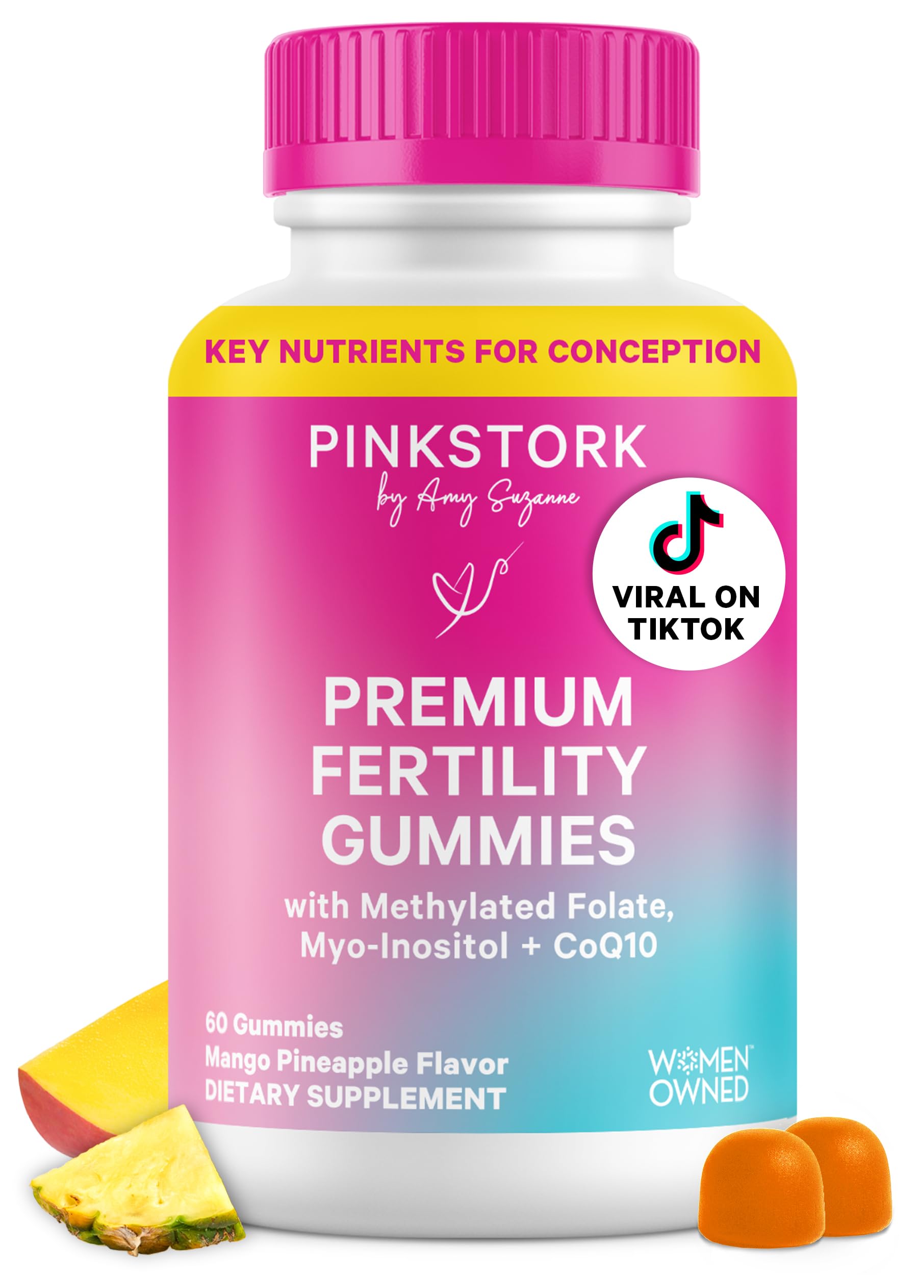 Pink Stork Fertility Gummies for Women, 60 Count 60 Count (Pack of 1)