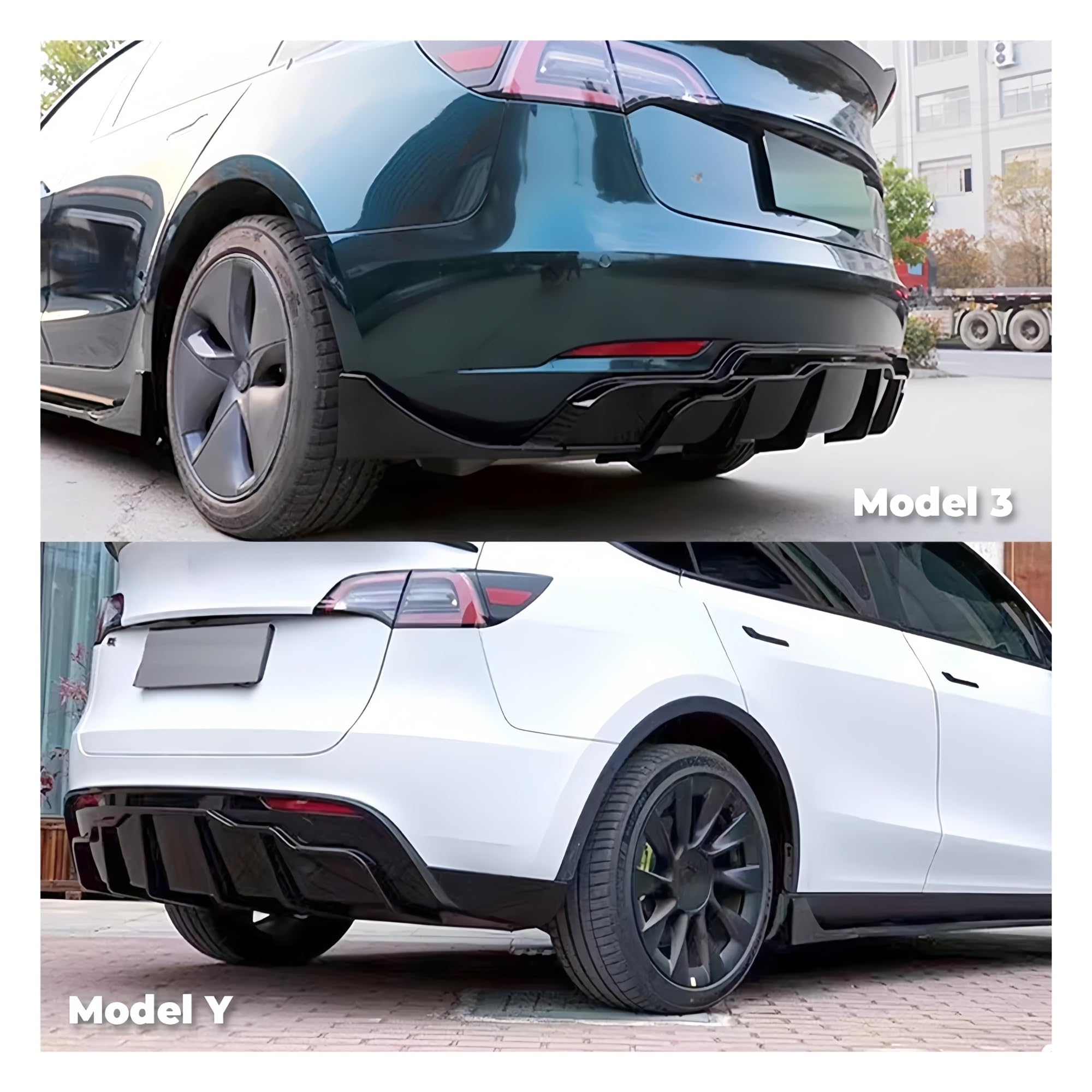 Difusor Trasero rápido para Kits para Aero, Parachoques, Labio, Barbilla, Cuerpo, para Tesla, Modelo 3 Y 2023, 2017-2023(3 Carbon Fiber)