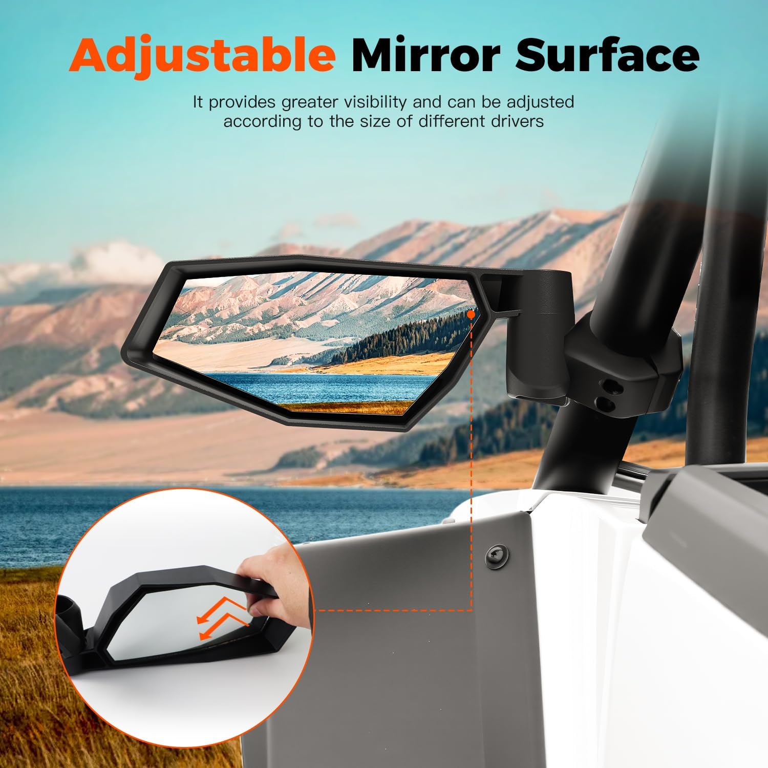 Adjustable Folding Side Rear View Mirrors with Lights for Polaris RZR XP 1000 2024 2025 2026 Accessories, Side Mirrors with Lights for Polaris RZR XP 4 1000 Sport/Ultimate/Premium 2024 2025+