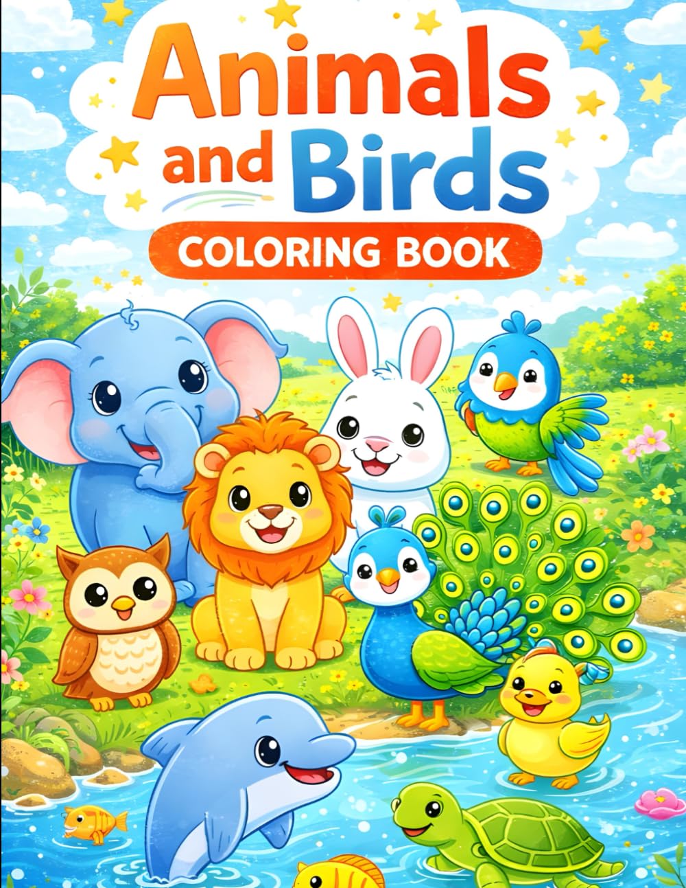 Cute Animals and Birds Coloring Book for Kids: A Fun and Easy Coloring Book with Cute Animals and Birds for Toddlers, Preschoolers, and Young Children