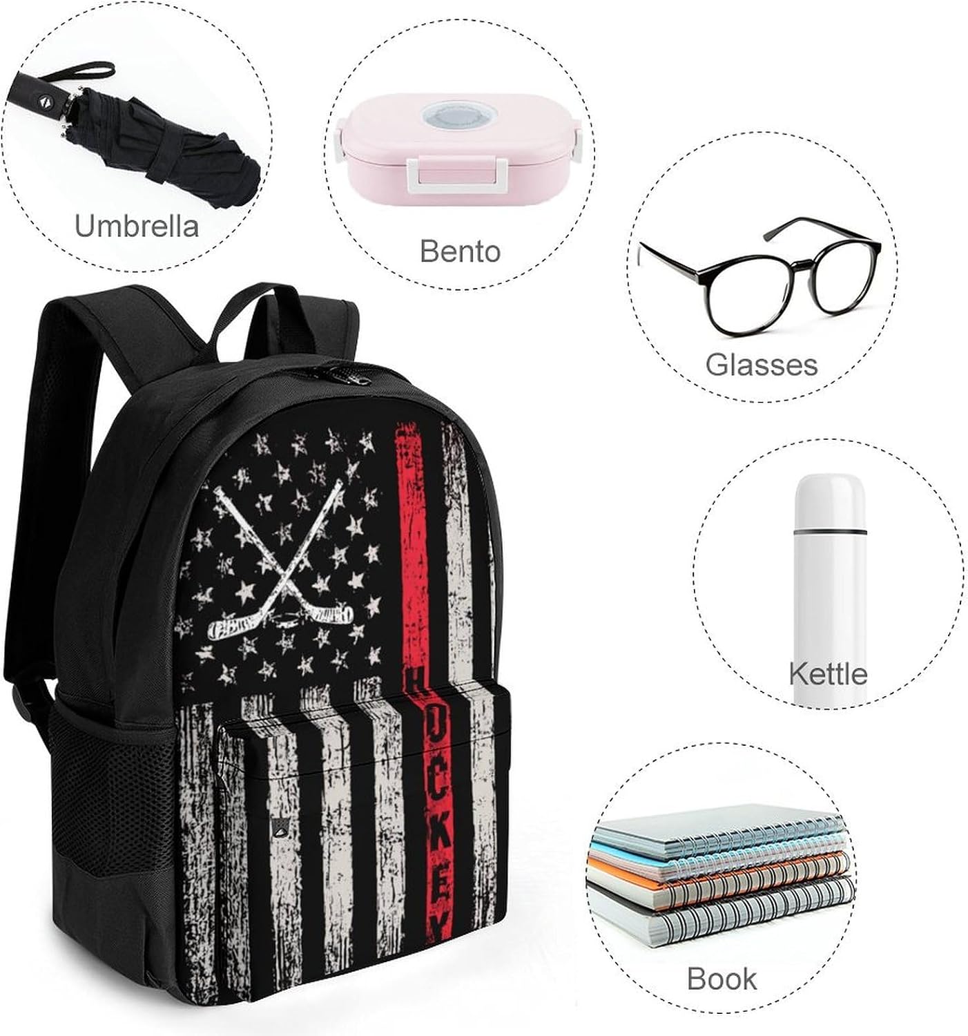U.S. Flag Hockey Backpack Lightweight Backpacks Work Bag