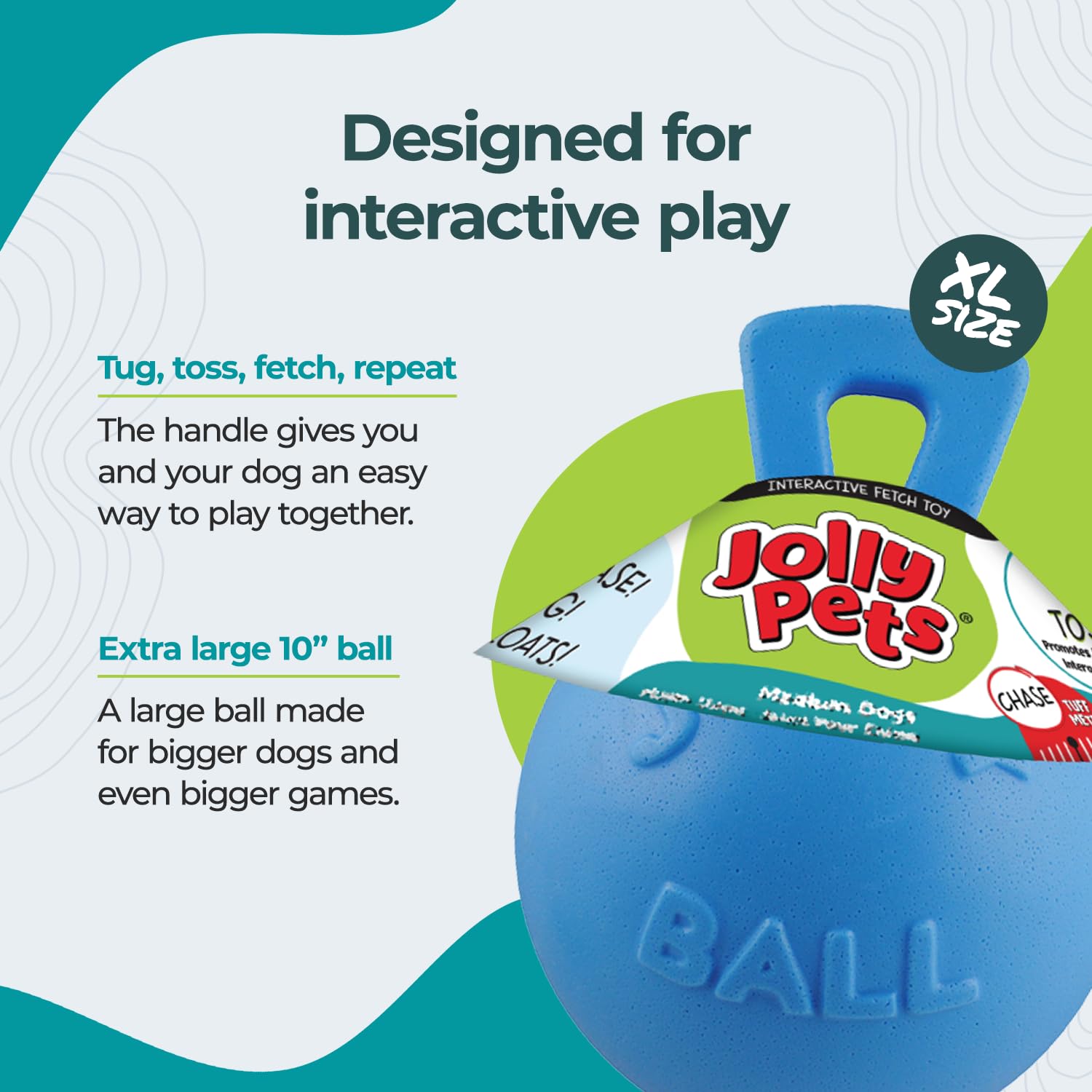 Jolly Pets JOLL047B Hundespielzeug - Tug-n-Toss, 25 cm, hellblau