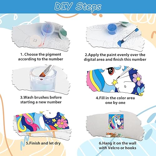 Miniatura 48 de EOBROMD Mrine Life - Paquete de 4 kits de pintura enmarcada por números para niños, kits de bricolaje para niños de 4 a 8 a 12 años, pintura sobre